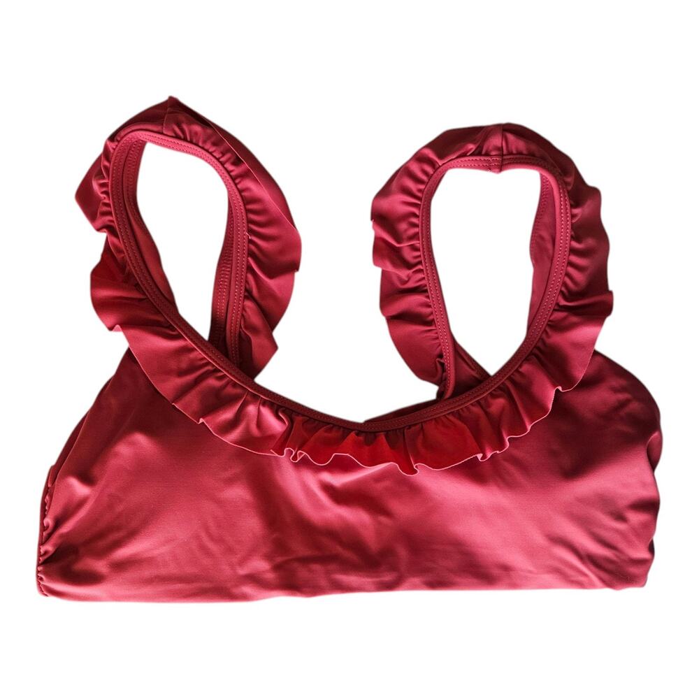 ANDIE Women's M Bikini Swimsuit Top The Hydra Smooth Rose Pink Ruffles AT262 NEW